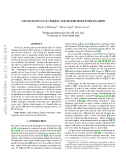 One-To-Many Multilingual End-to-end Speech Translation