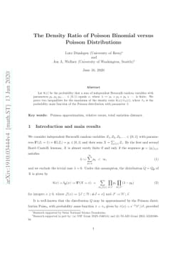 The density ratio of Poisson binomial versus Poisson distributions