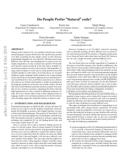 Do People Prefer "Natural" code?