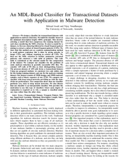 An MDL-Based Classifier for Transactional Datasets with Application in
  Malware Detection