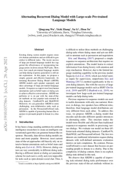 Alternating Recurrent Dialog Model with Large-scale Pre-trained Language
  Models