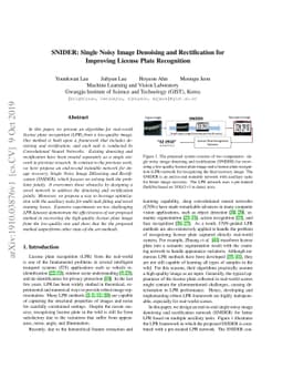 SNIDER: Single Noisy Image Denoising and Rectification for Improving
  License Plate Recognition