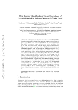 Skin Lesion Classification Using Ensembles of Multi-Resolution
  EfficientNets with Meta Data