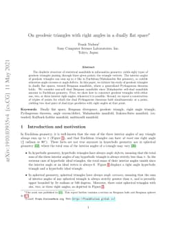 On geodesic triangles with right angles in a dually flat space