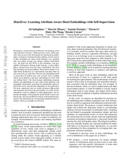 Hotel2vec: Learning Attribute-Aware Hotel Embeddings with
  Self-Supervision