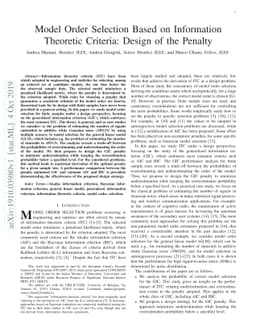 Model Order Selection Based on Information Theoretic Criteria: Design of
  the Penalty
