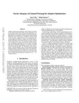 On the adequacy of untuned warmup for adaptive optimization