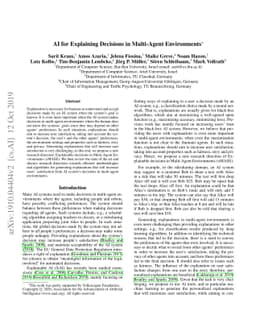 AI for Explaining Decisions in Multi-Agent Environments