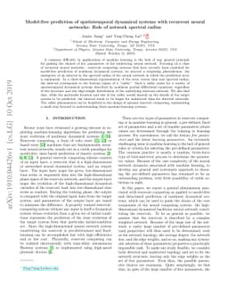Model-free prediction of spatiotemporal dynamical systems with recurrent
  neural networks: Role of network spectral radius