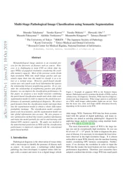 Multi-Stage Pathological Image Classification using Semantic
  Segmentation