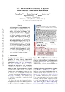 R4C: A Benchmark for Evaluating RC Systems to Get the Right Answer for
  the Right Reason
