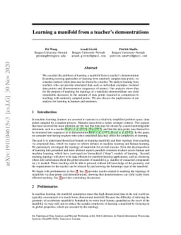 Learning a manifold from a teacher's demonstrations