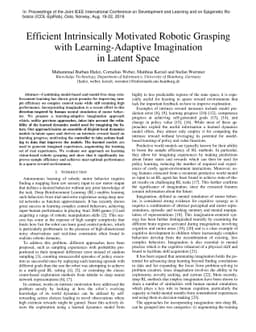 Efficient Intrinsically Motivated Robotic Grasping with
  Learning-Adaptive Imagination in Latent Space
