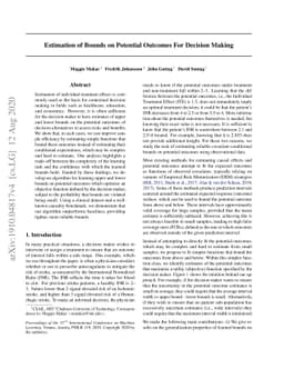 Estimation of Bounds on Potential Outcomes For Decision Making