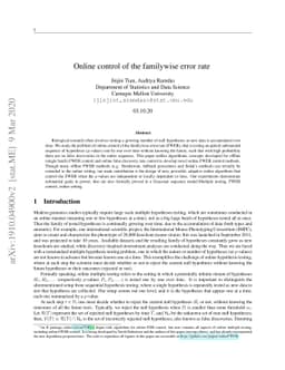 Online control of the familywise error rate