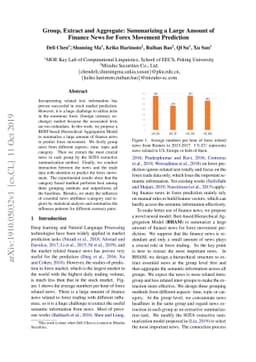 Group, Extract and Aggregate: Summarizing a Large Amount of Finance News
  for Forex Movement Prediction