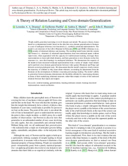 A Theory of Relation Learning and Cross-domain Generalization