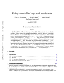 Fitting a manifold of large reach to noisy data