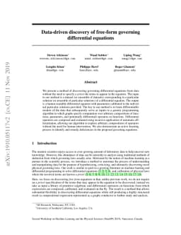 Data-driven discovery of free-form governing differential equations
