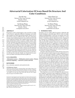 Adversarial Colorization Of Icons Based On Structure And Color
  Conditions
