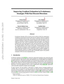 Improving Gradient Estimation in Evolutionary Strategies With Past
  Descent Directions