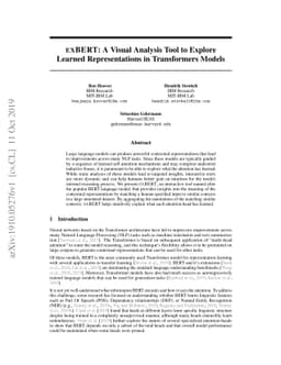 exBERT: A Visual Analysis Tool to Explore Learned Representations in
  Transformers Models