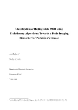 Classification of Resting-State fMRI using Evolutionary Algorithms:
  Towards a Brain Imaging Biomarker for Parkinson's Disease