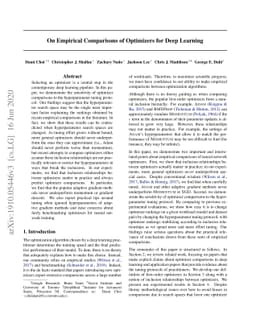 On Empirical Comparisons of Optimizers for Deep Learning