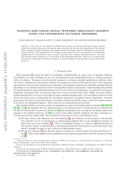 Learning deep linear neural networks: Riemannian gradient flows and
  convergence to global minimizers