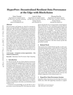 HyperProv: Decentralized Resilient Data Provenance at the Edge with
  Blockchains