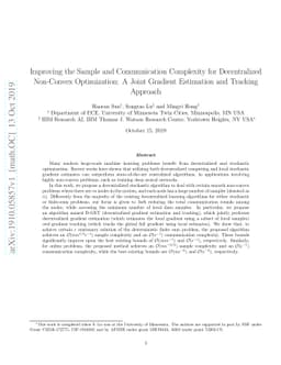 Improving the Sample and Communication Complexity for Decentralized
  Non-Convex Optimization: A Joint Gradient Estimation and Tracking Approach