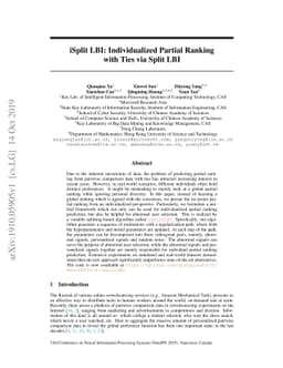iSplit LBI: Individualized Partial Ranking with Ties via Split LBI
