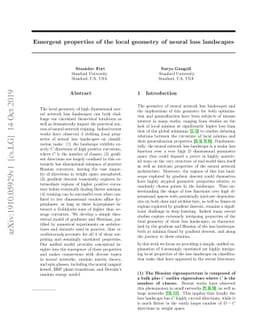 Emergent properties of the local geometry of neural loss landscapes