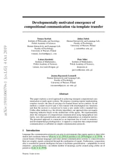 Developmentally motivated emergence of compositional communication via
  template transfer