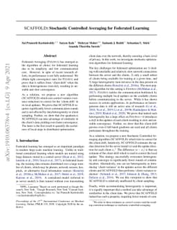 SCAFFOLD: Stochastic Controlled Averaging for Federated Learning