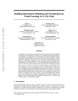 Building Information Modeling and Classification by Visual Learning At A
  City Scale