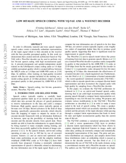 Low Bit-Rate Speech Coding with VQ-VAE and a WaveNet Decoder