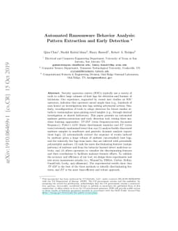Automated Ransomware Behavior Analysis: Pattern Extraction and Early
  Detection
