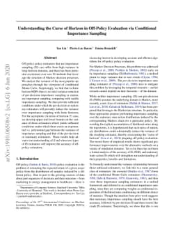 Understanding the Curse of Horizon in Off-Policy Evaluation via
  Conditional Importance Sampling