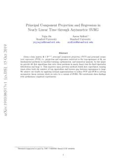 Principal Component Projection and Regression in Nearly Linear Time
  through Asymmetric SVRG