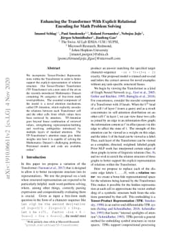 Enhancing the Transformer with Explicit Relational Encoding for Math
  Problem Solving