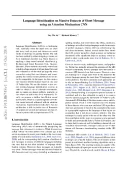 Language Identification on Massive Datasets of Short Message using an
  Attention Mechanism CNN