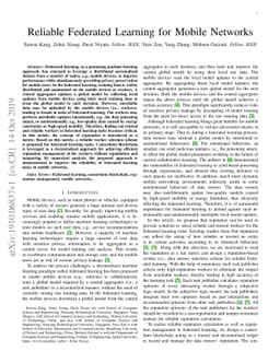 Reliable Federated Learning for Mobile Networks