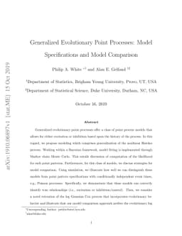 Generalized Evolutionary Point Processes: Model Specifications and Model
  Comparison