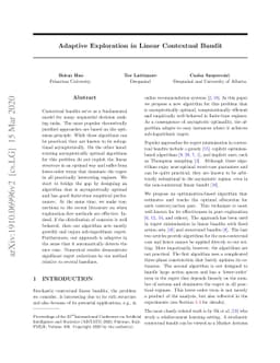 Adaptive Exploration in Linear Contextual Bandit