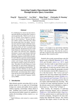 Answering Complex Open-domain Questions Through Iterative Query
  Generation