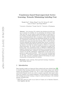 Consistency-based Semi-supervised Active Learning: Towards Minimizing
  Labeling Cost
