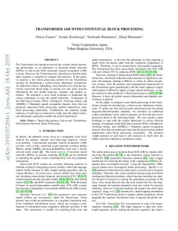 Transformer ASR with Contextual Block Processing