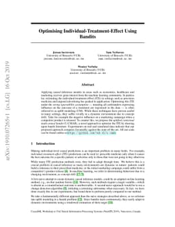 Optimising Individual-Treatment-Effect Using Bandits