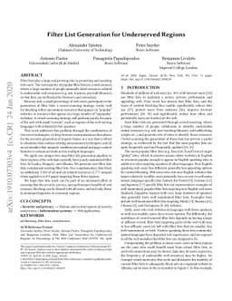 Filter List Generation for Underserved Regions